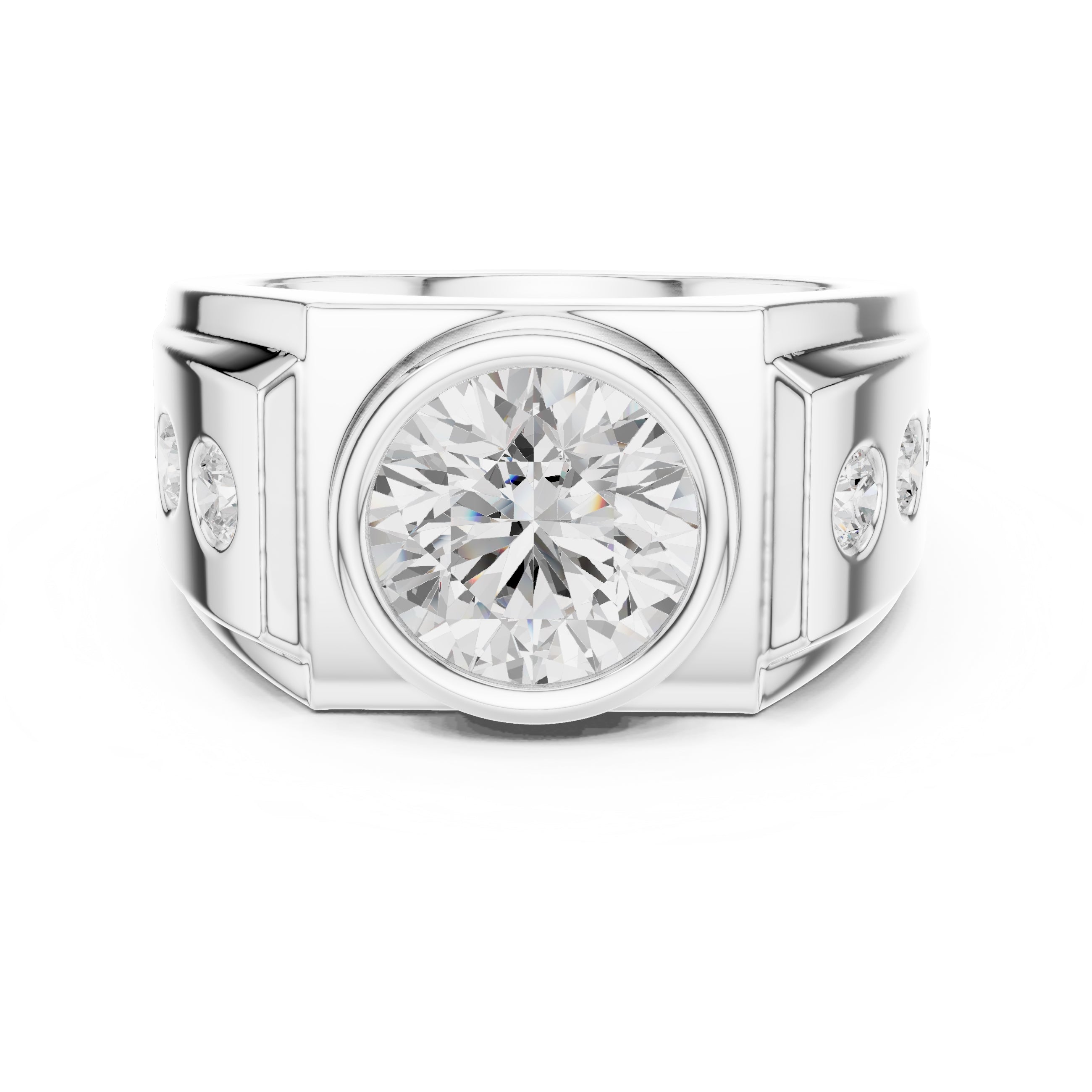 3.00 ct Titan Bezel Ring 3ct White Gold