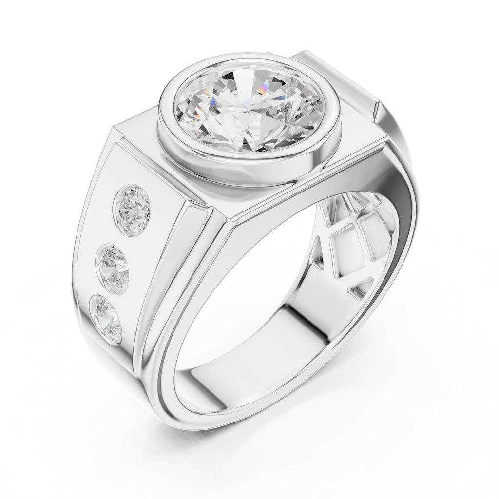 3.00 ct Titan Bezel Ring 3ct White Gold