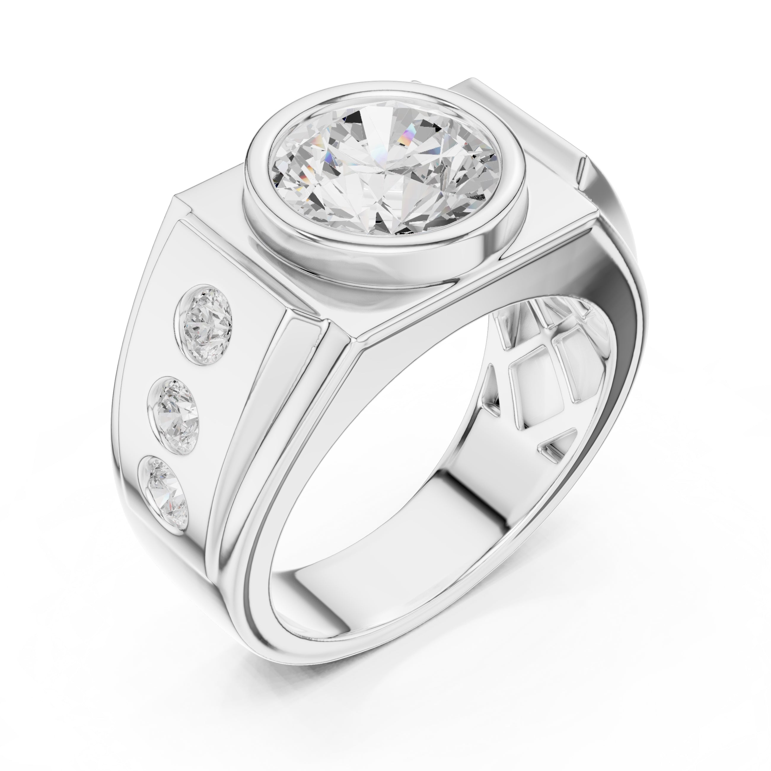 3.00 ct Titan Bezel Ring 3ct White Gold