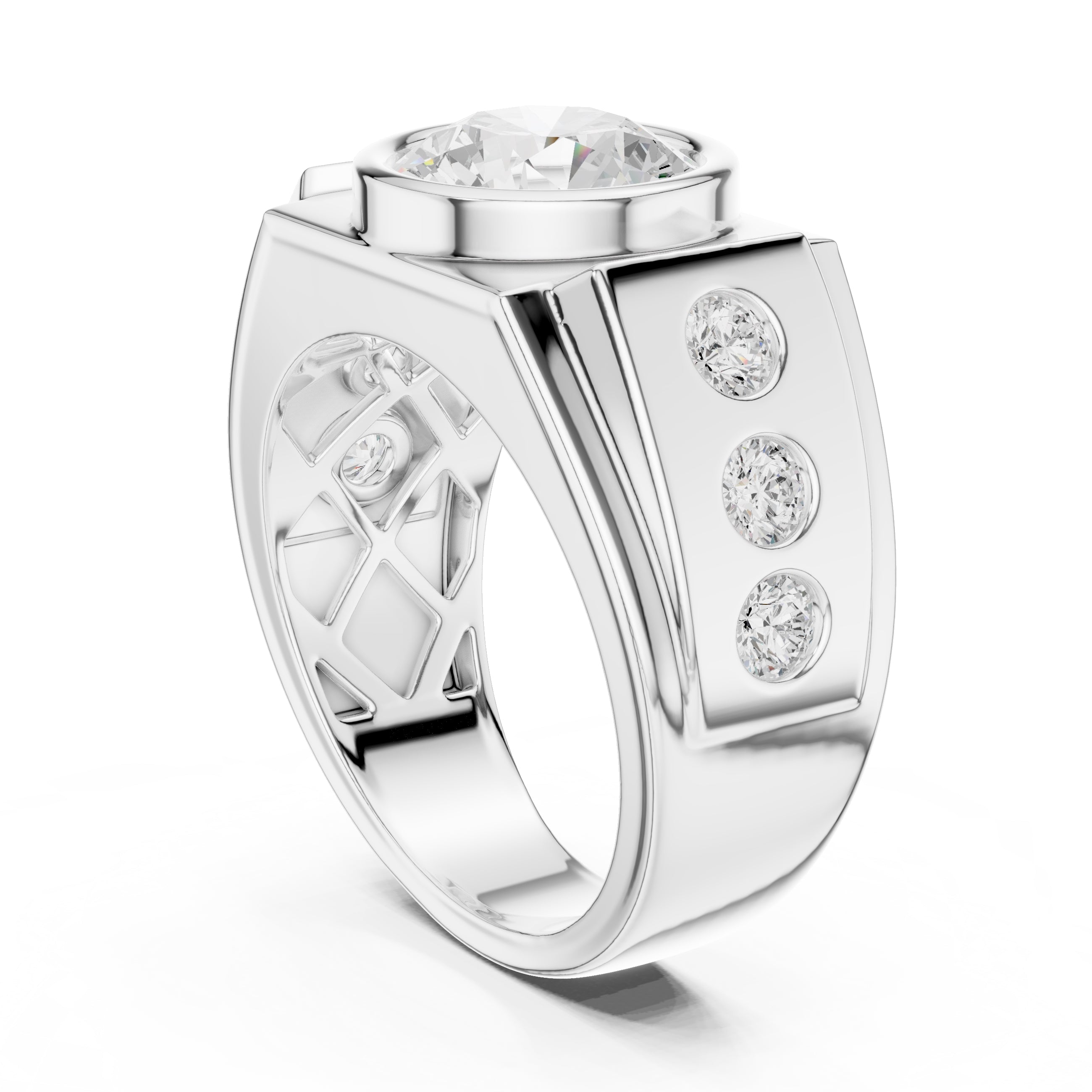 3.00 ct Titan Bezel Ring 3ct White Gold