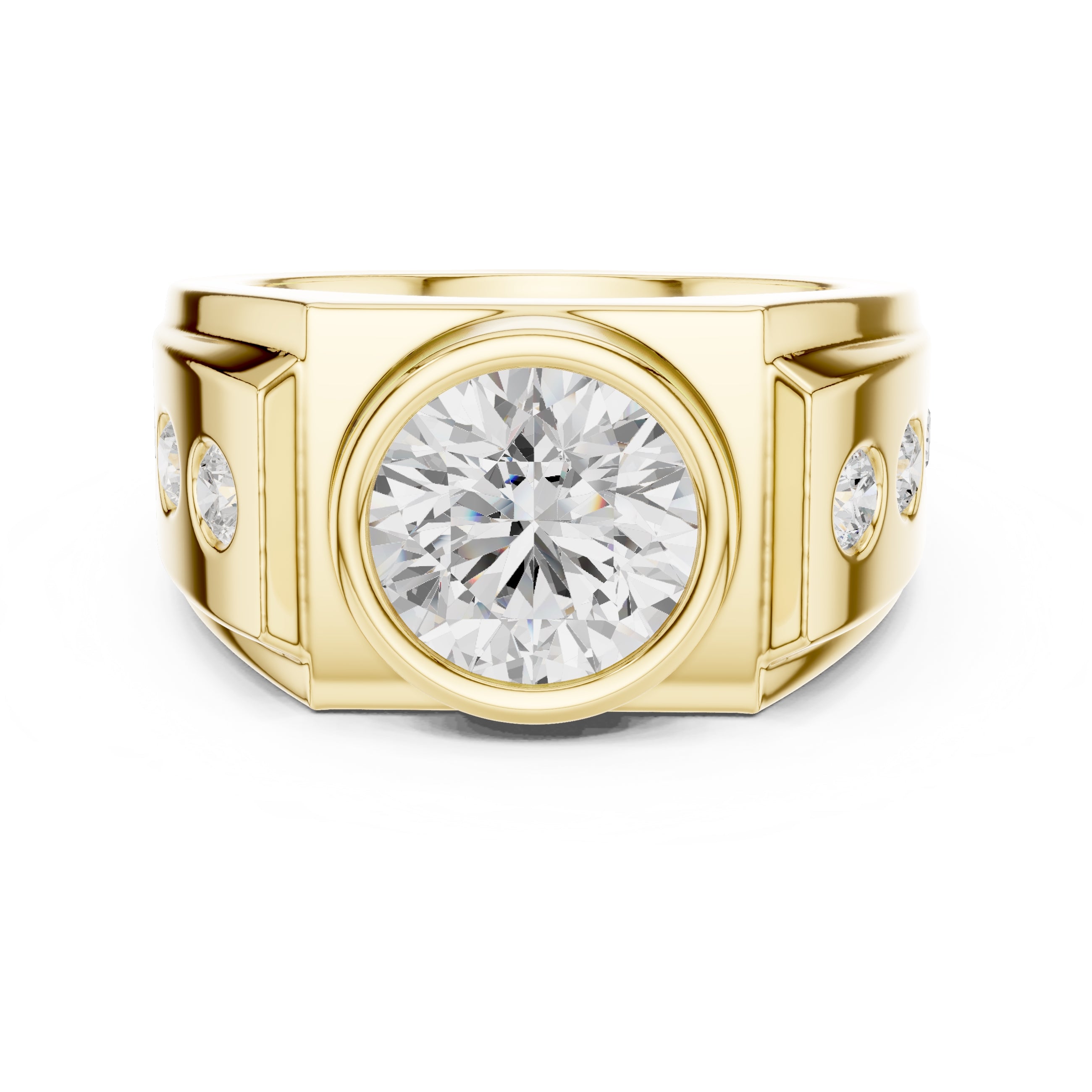 3.00 ct Titan Bezel Ring 3ct Yellow Gold