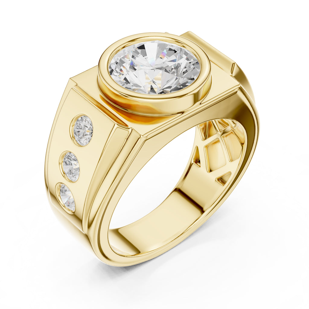 3.00 ct Titan Bezel Ring 3ct Yellow Gold