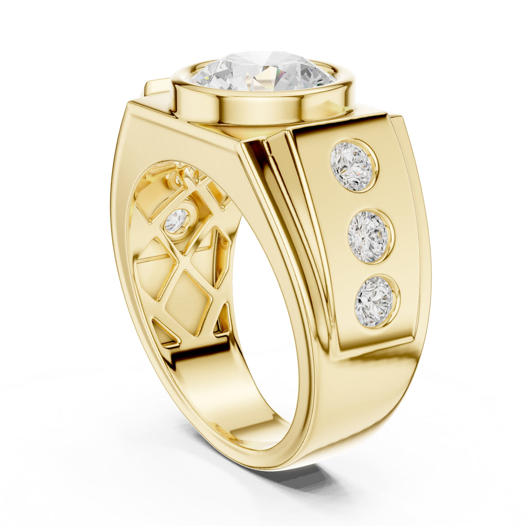 3.00 ct Titan Bezel Ring 3ct Yellow Gold