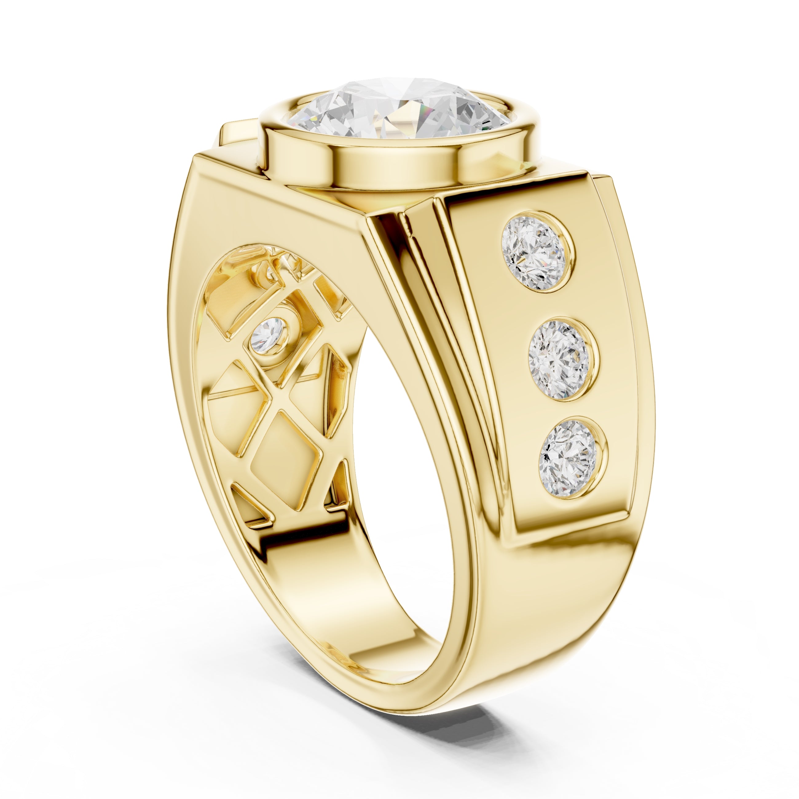 3.00 ct Titan Bezel Ring 3ct Yellow Gold