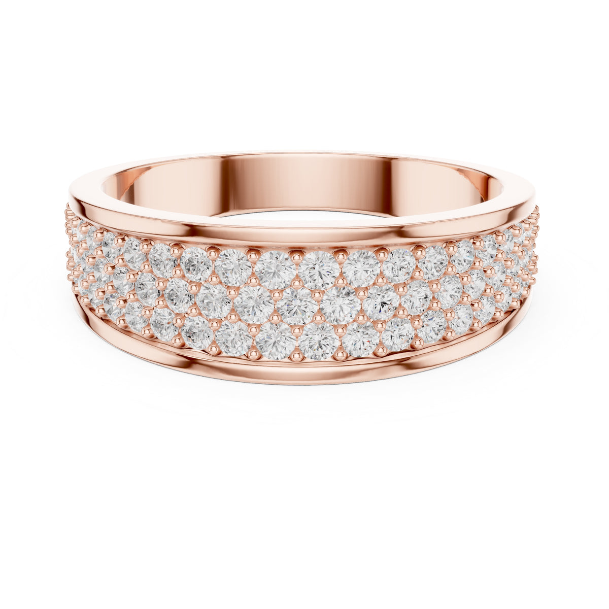 The Trinity Pavé Band Rose Gold