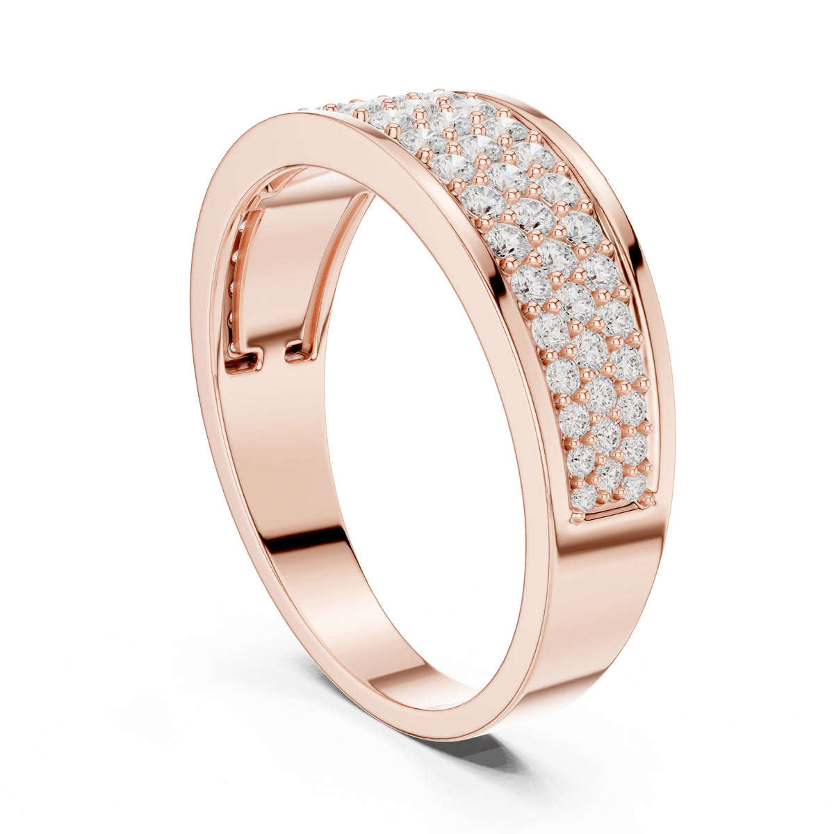 The Trinity Pavé Band Rose Gold