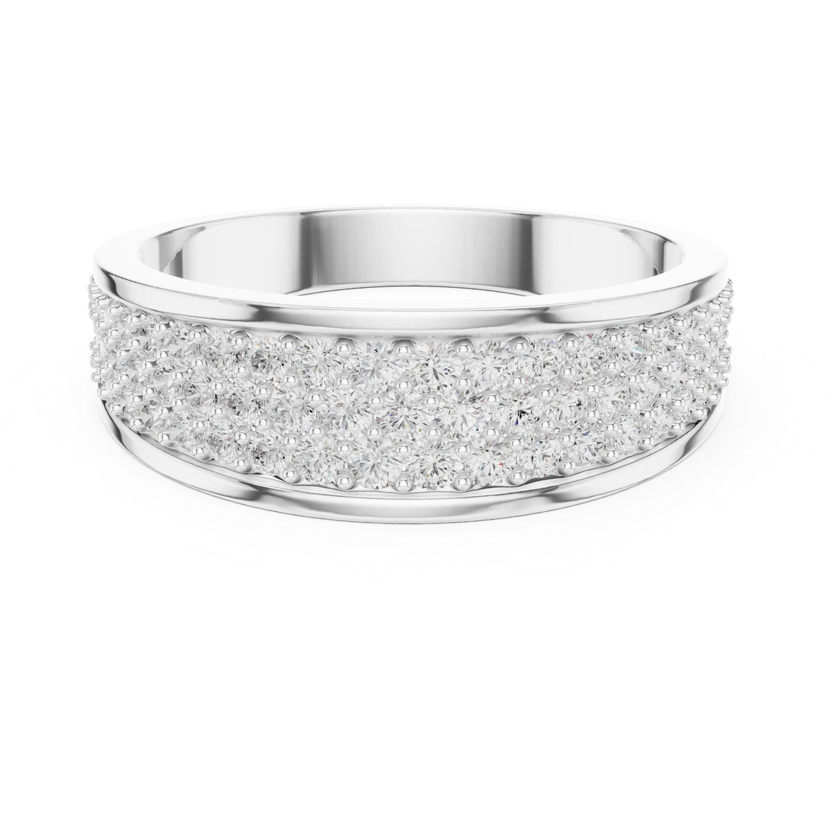 The Trinity Pavé Band White Gold