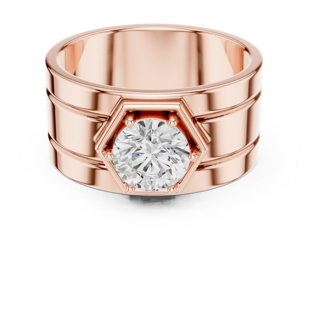 1.50 ct Hexa-Crown Solitaire Ring 1.5ct Rose Gold