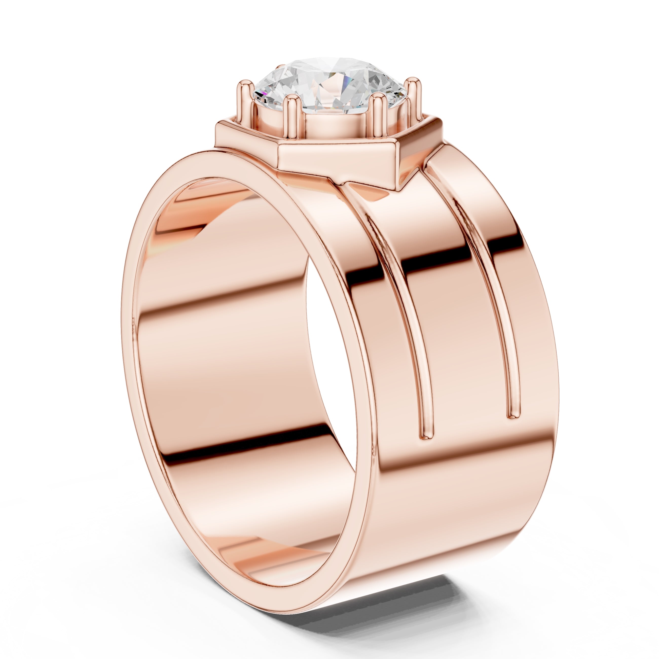 1.50 ct Hexa-Crown Solitaire Ring 1.5ct Rose Gold