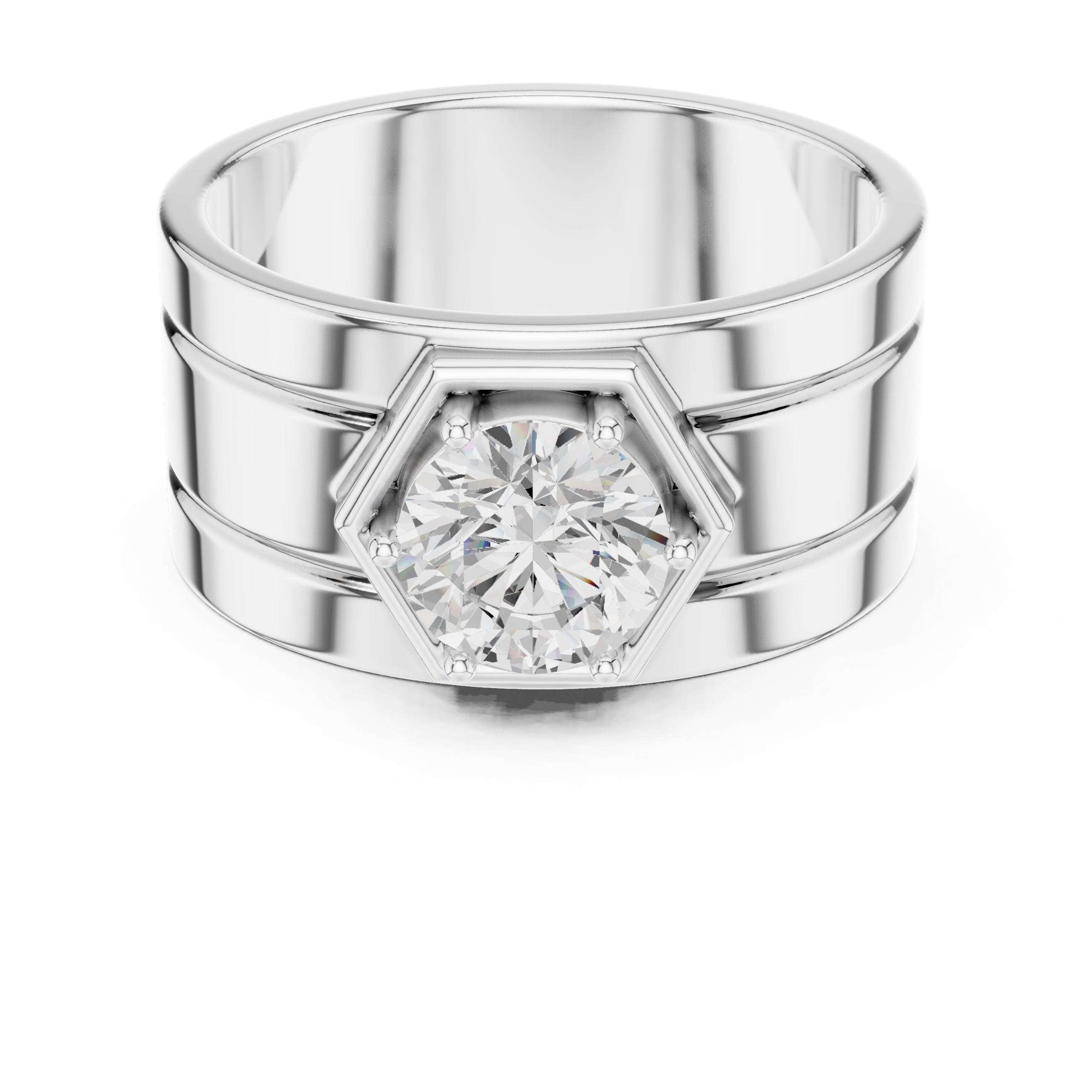 1.50 ct Hexa-Crown Solitaire Ring 1.5ct White Gold
