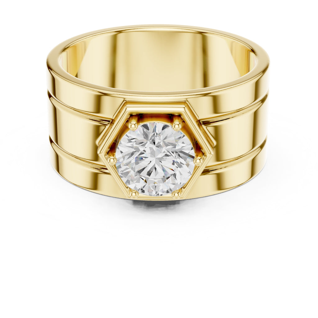 1.50 ct Hexa-Crown Solitaire Ring 1.5ct Yellow Gold