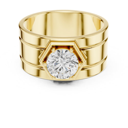 1.50 ct Hexa-Crown Solitaire Ring 1.5ct Yellow Gold