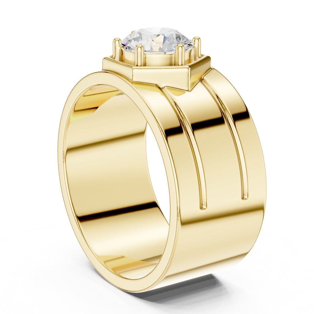 1.50 ct Hexa-Crown Solitaire Ring 1.5ct Yellow Gold