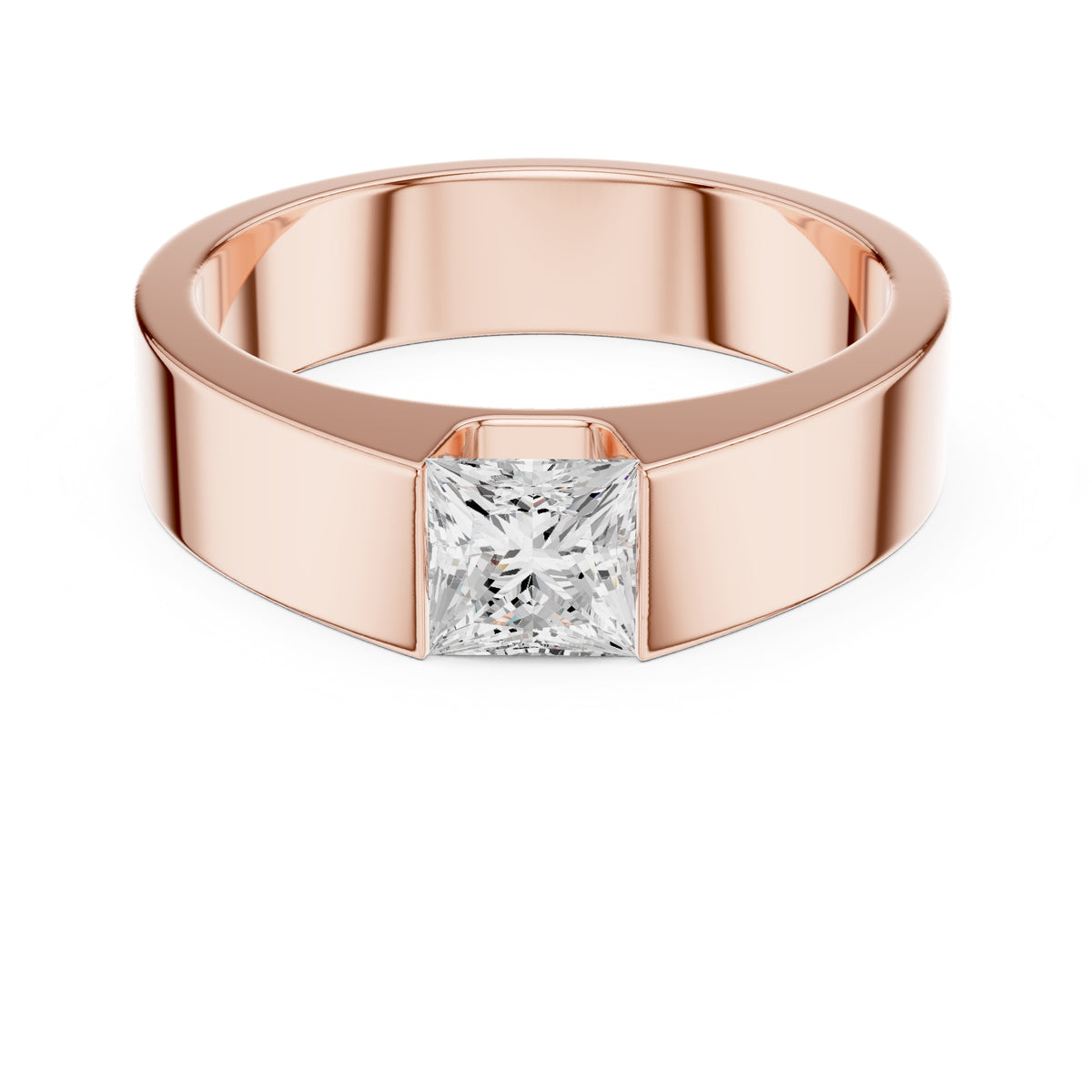 1.00 ct Monolith Princess-Cut Band 1ct Rose Gold