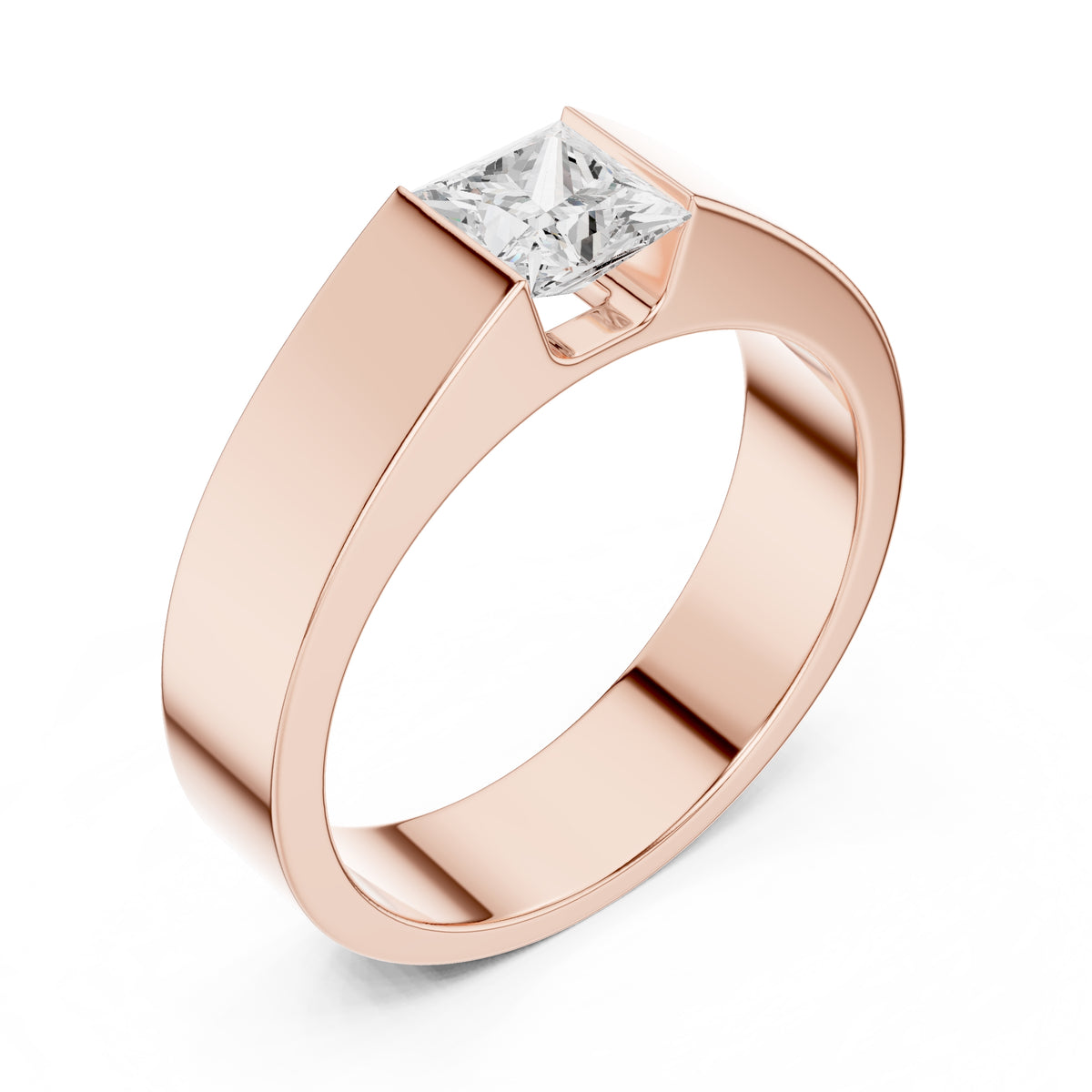 1.00 ct Monolith Princess-Cut Band 1ct Rose Gold