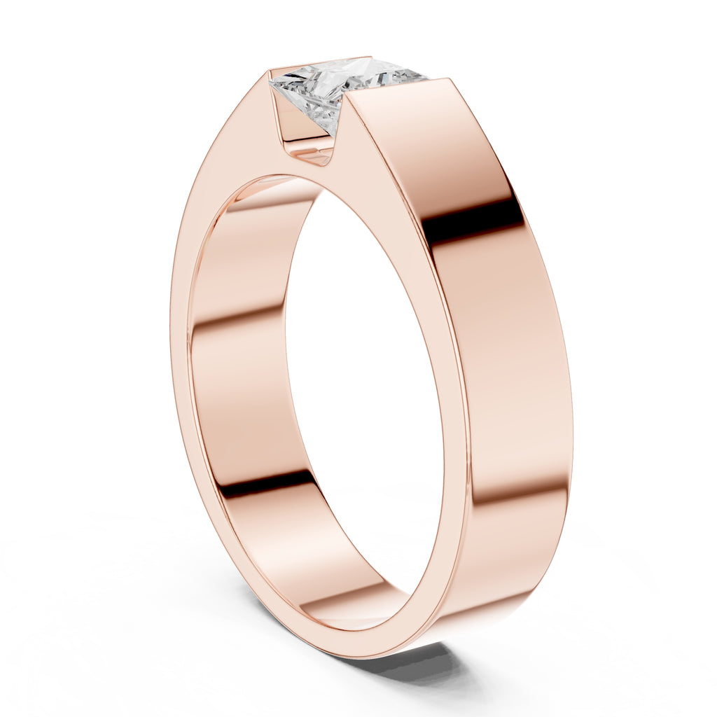 1.00 ct Monolith Princess-Cut Band 1ct Rose Gold