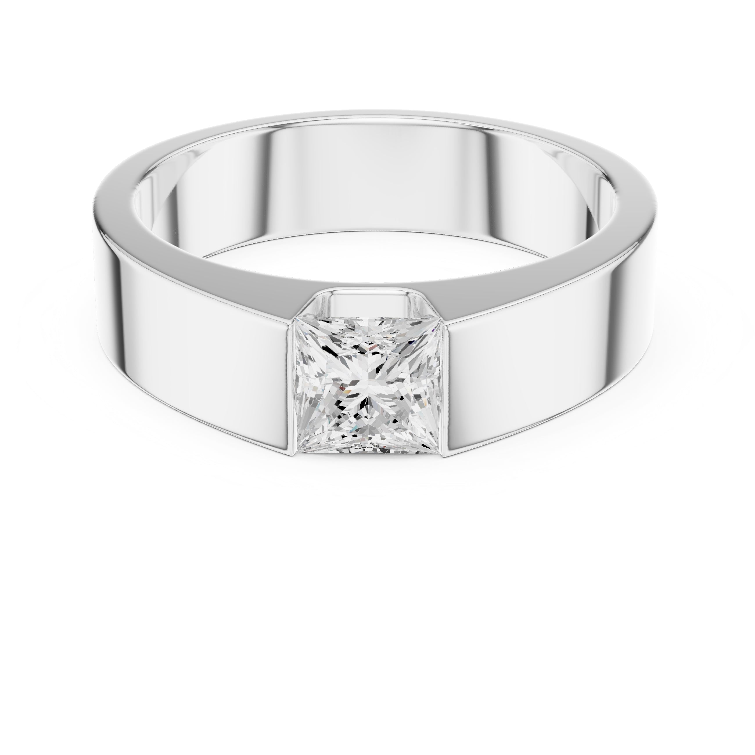 1.00 ct Monolith Princess-Cut Band 1ct White Gold