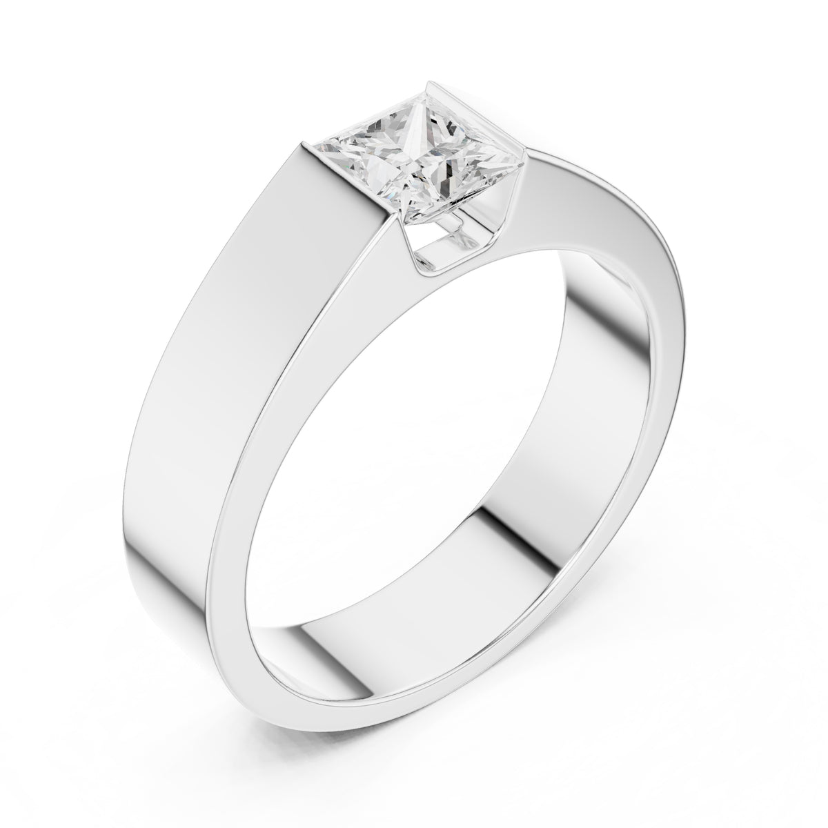 1.00 ct Monolith Princess-Cut Band 1ct White Gold