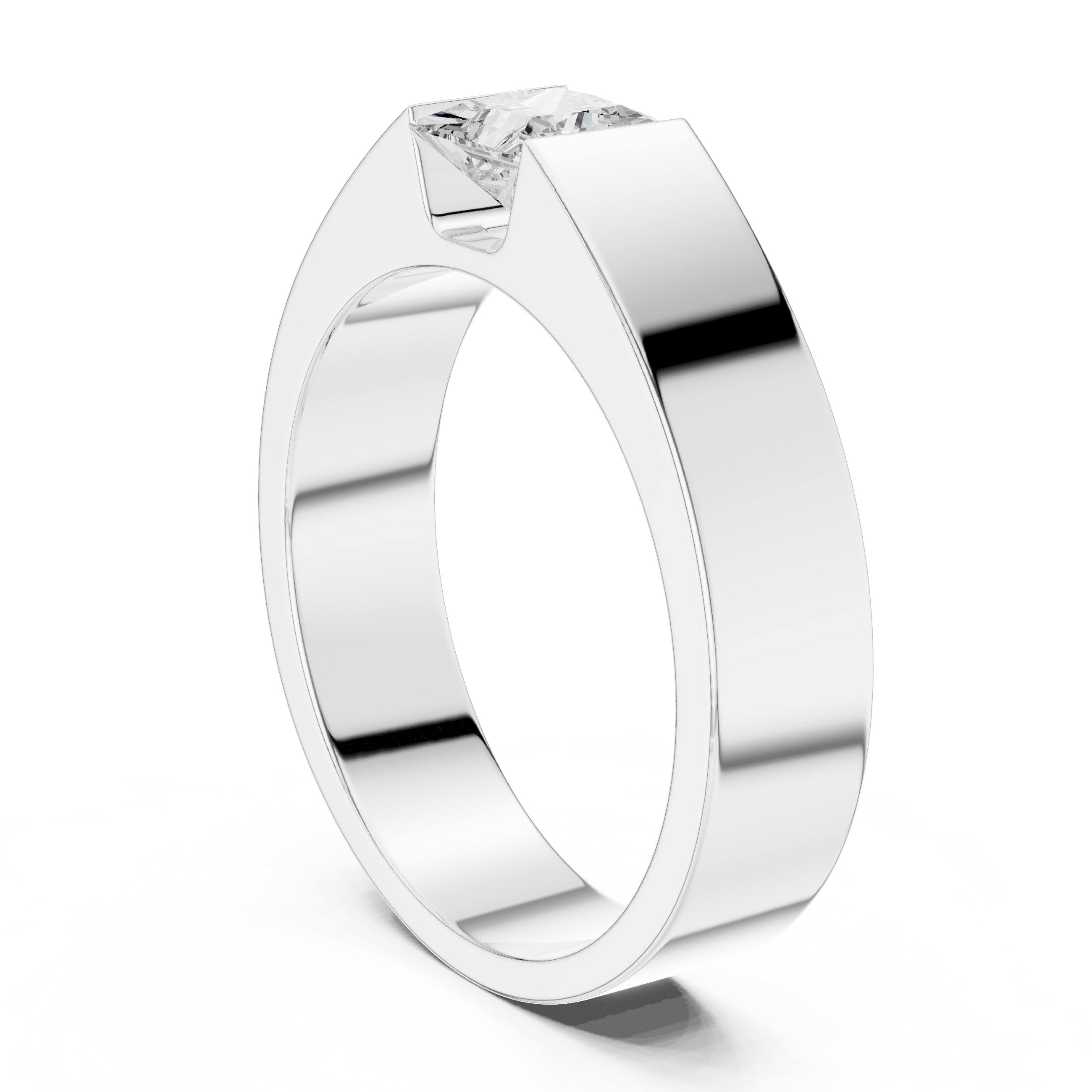 1.00 ct Monolith Princess-Cut Band 1ct White Gold