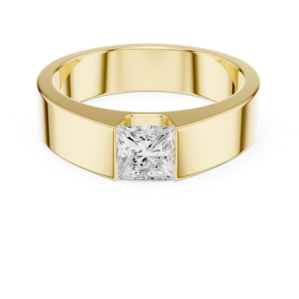 1.00 ct Monolith Princess-Cut Band 1ct Yellow Gold