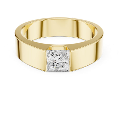 1.00 ct Monolith Princess-Cut Band 1ct Yellow Gold
