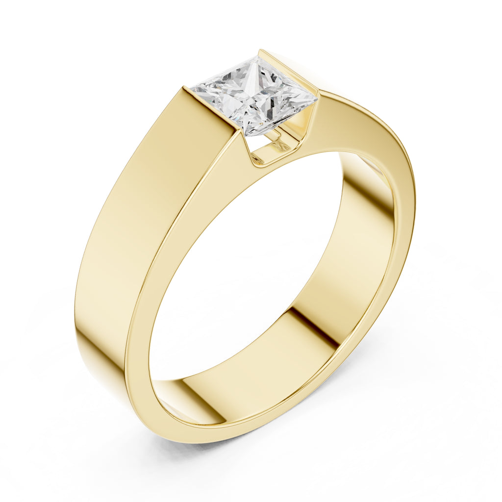 1.00 ct Monolith Princess-Cut Band 1ct Yellow Gold