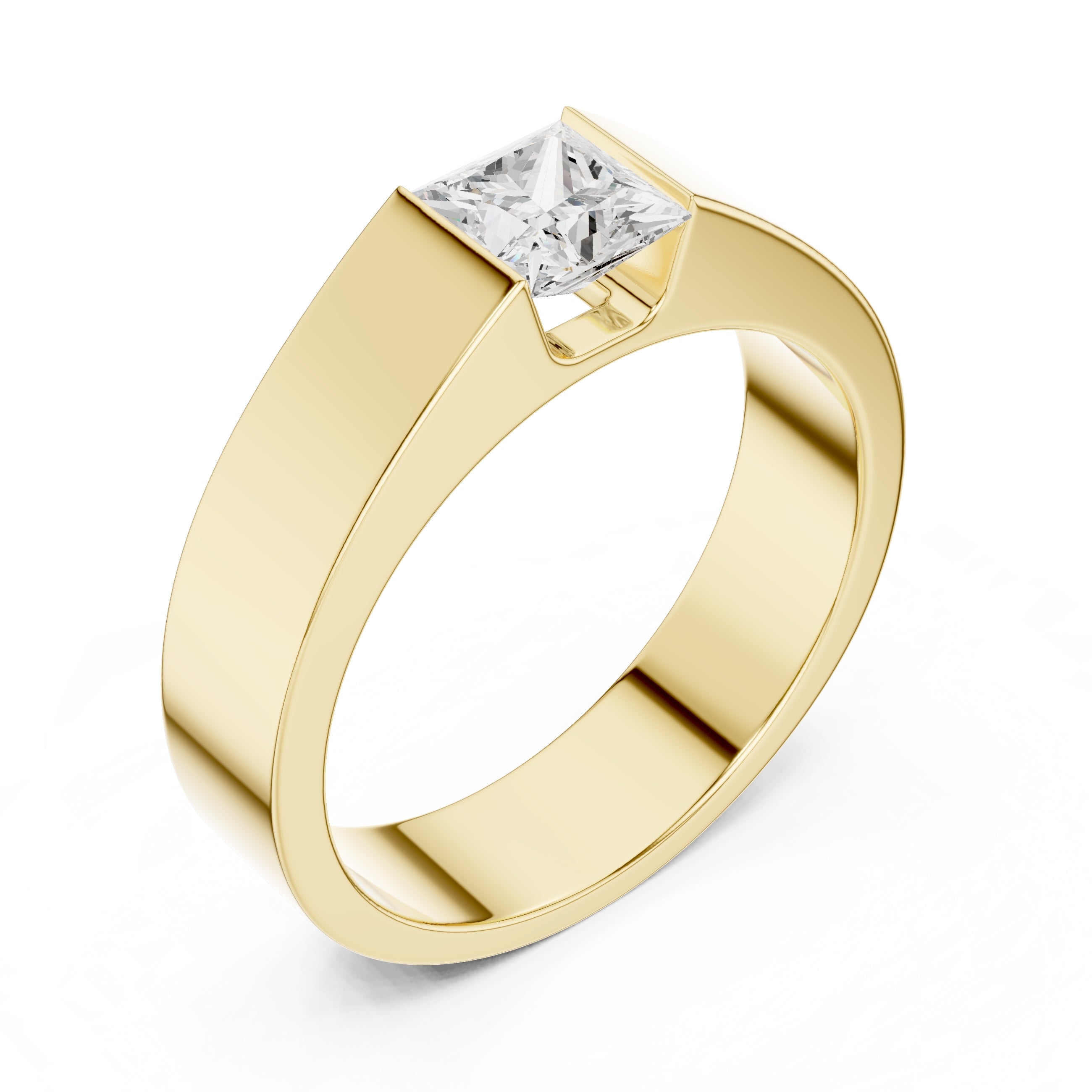 1.00 ct Monolith Princess-Cut Band 1ct Yellow Gold