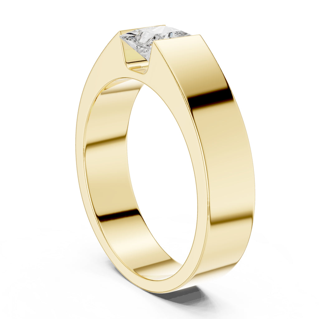 1.00 ct Monolith Princess-Cut Band 1ct Yellow Gold