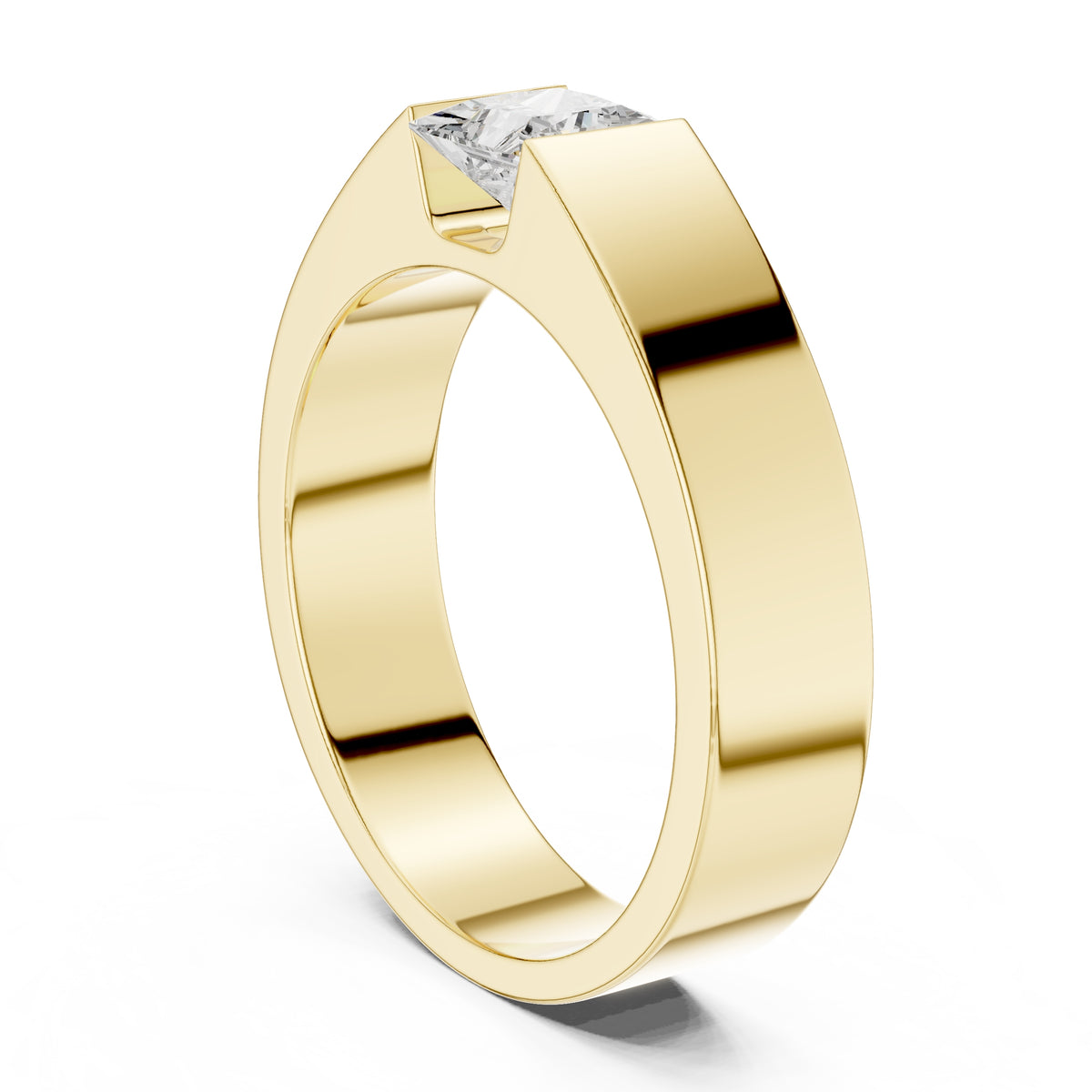 1.00 ct Monolith Princess-Cut Band 1ct Yellow Gold