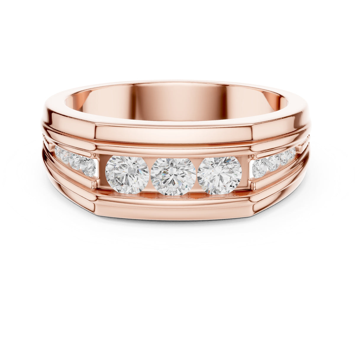 The Cascade Channel Band Rose Gold