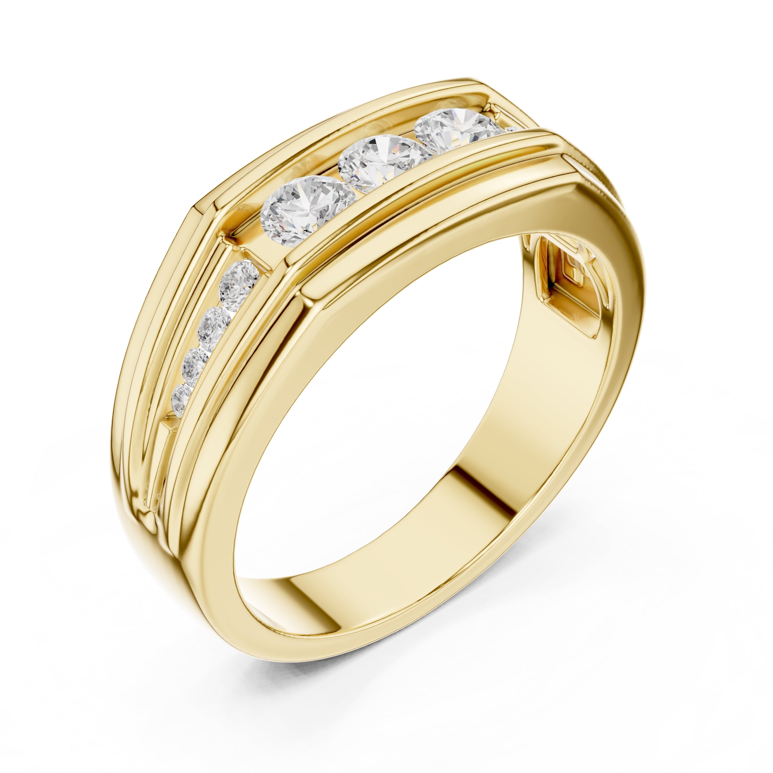 The Cascade Channel Band Yellow Gold