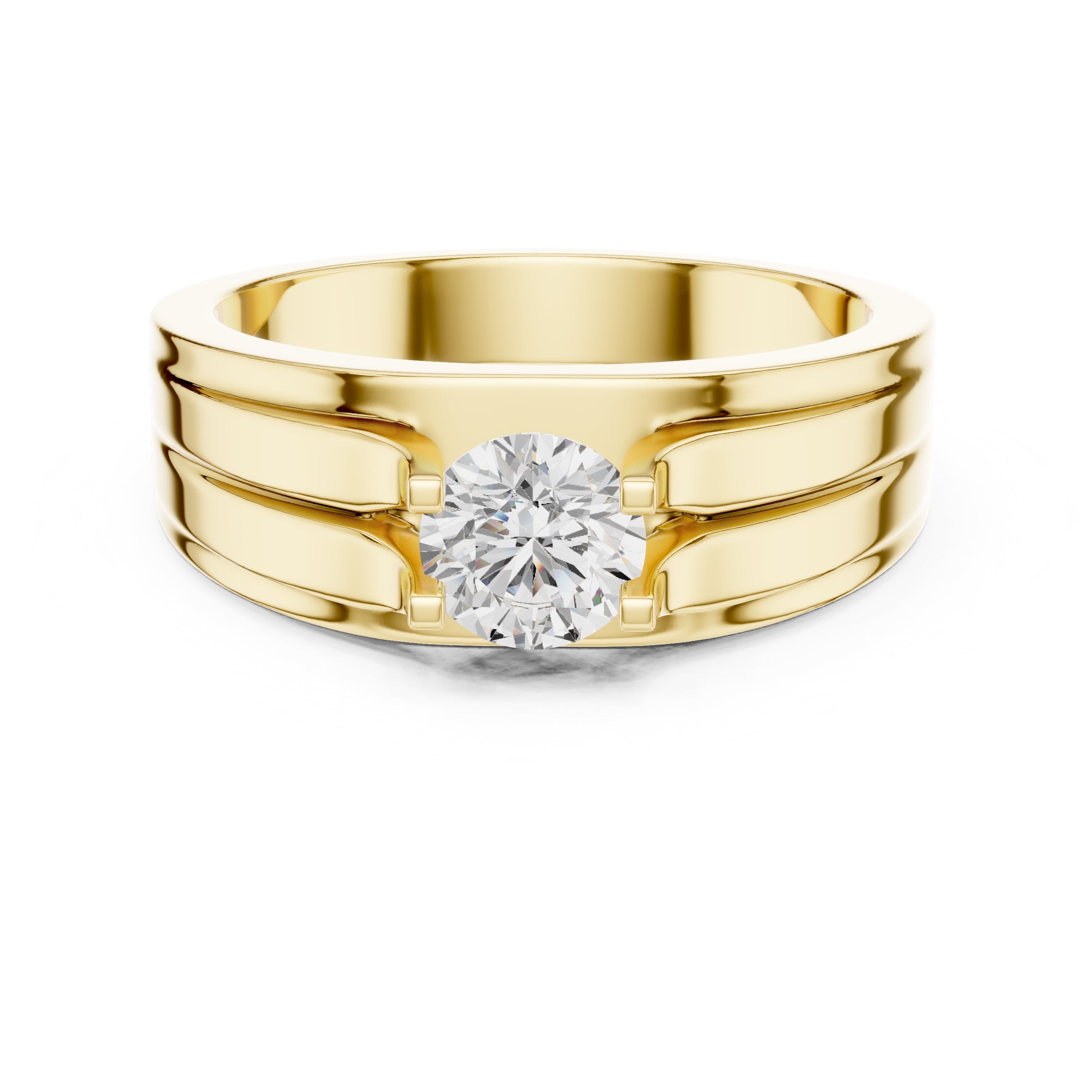 0.75 ct Stratum Ribbed Solitaire 0.75ct Yellow Gold