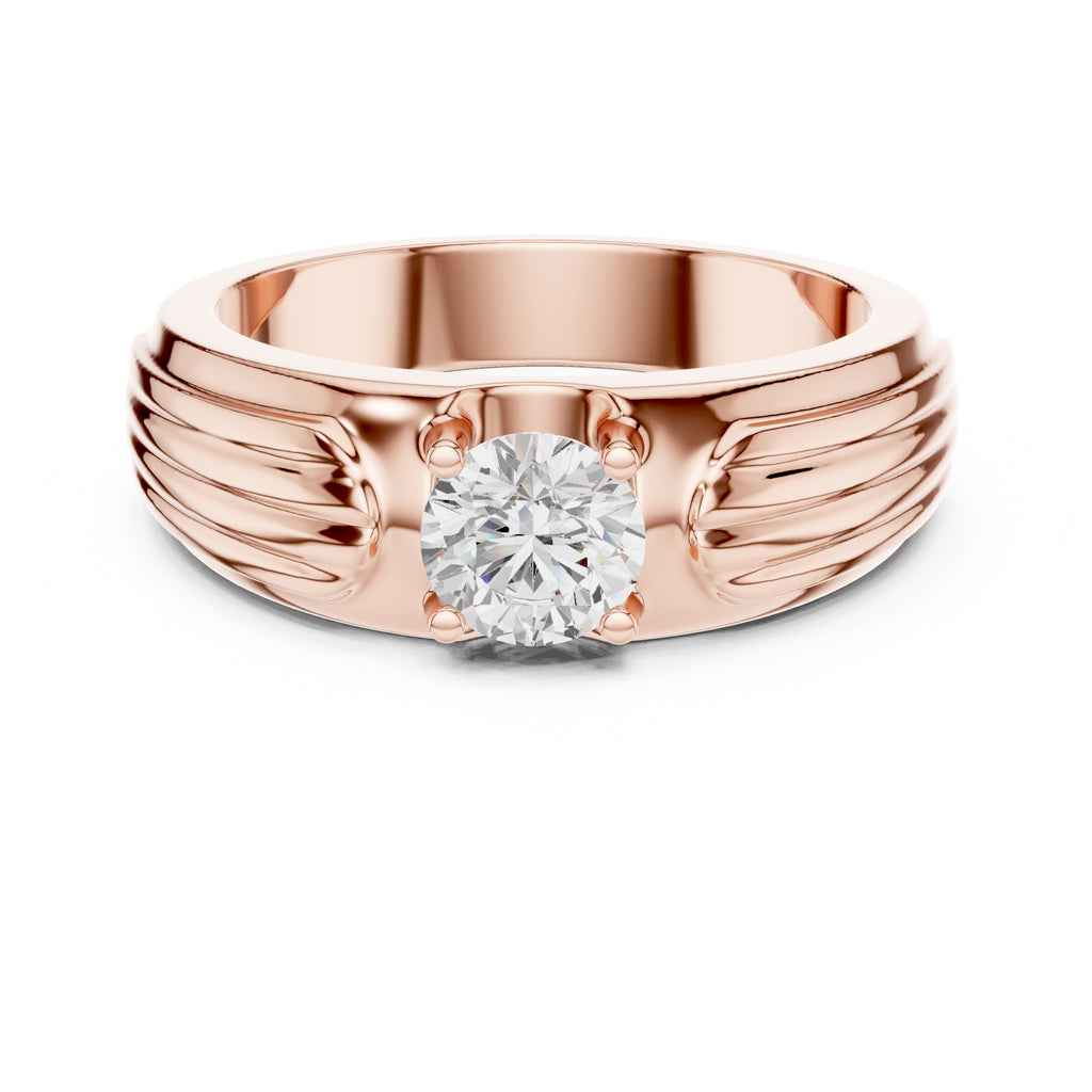 0.75 ct Pillar Ribbed Band 0.75ct Rose Gold