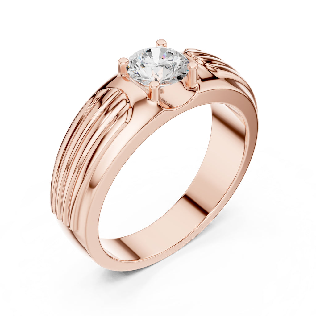 0.75 ct Pillar Ribbed Band 0.75ct Rose Gold
