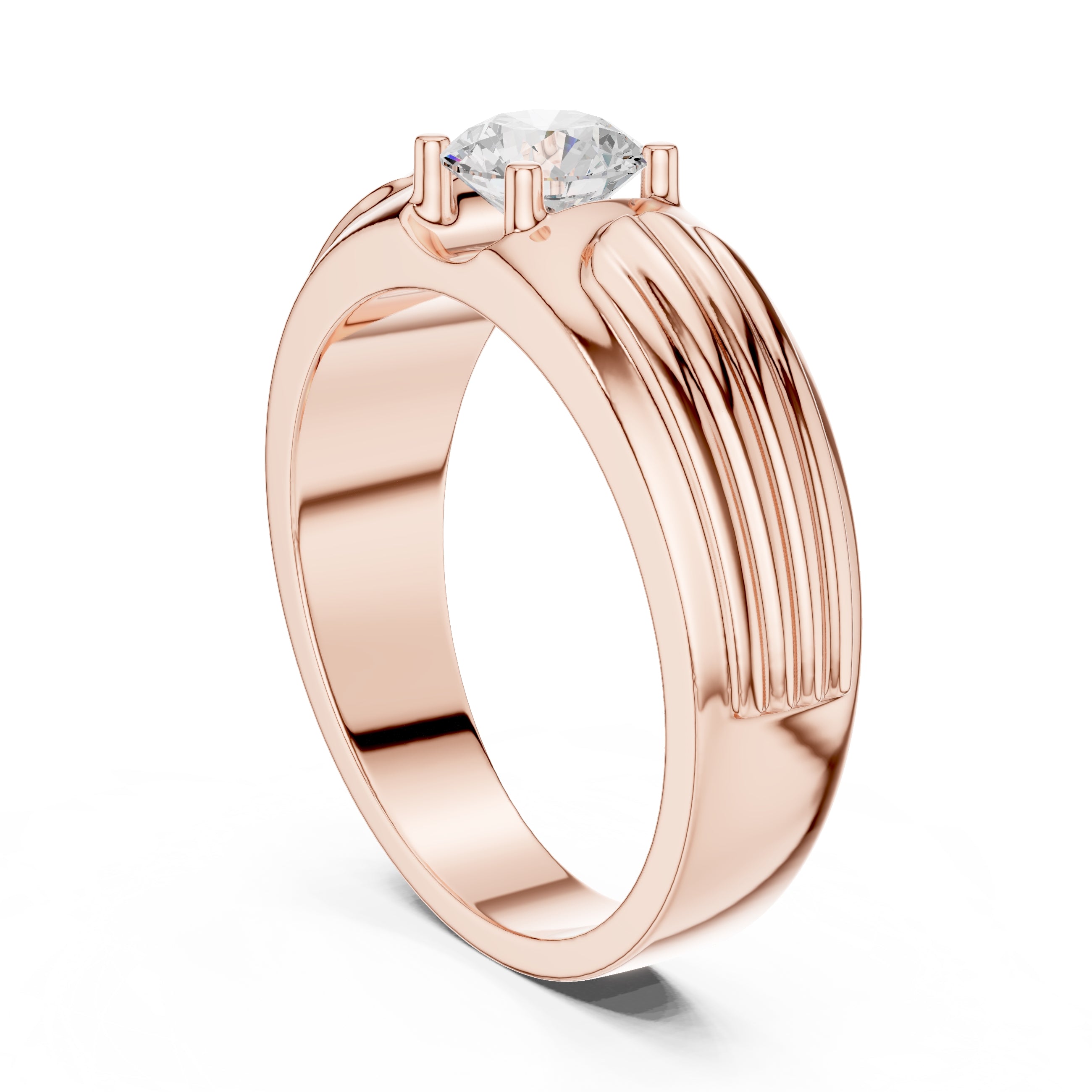 0.75 ct Pillar Ribbed Band 0.75ct Rose Gold