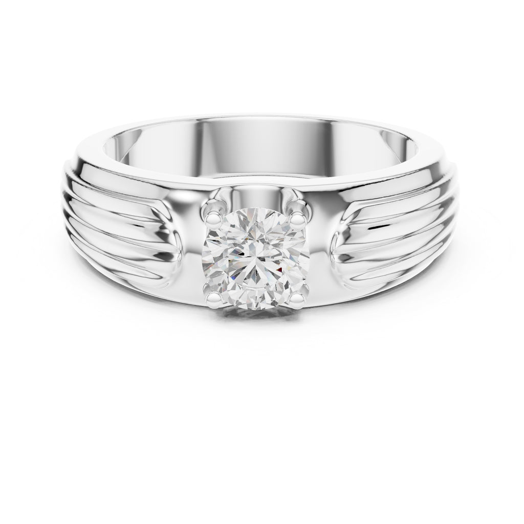 0.75 ct Pillar Ribbed Band 0.75ct White Gold