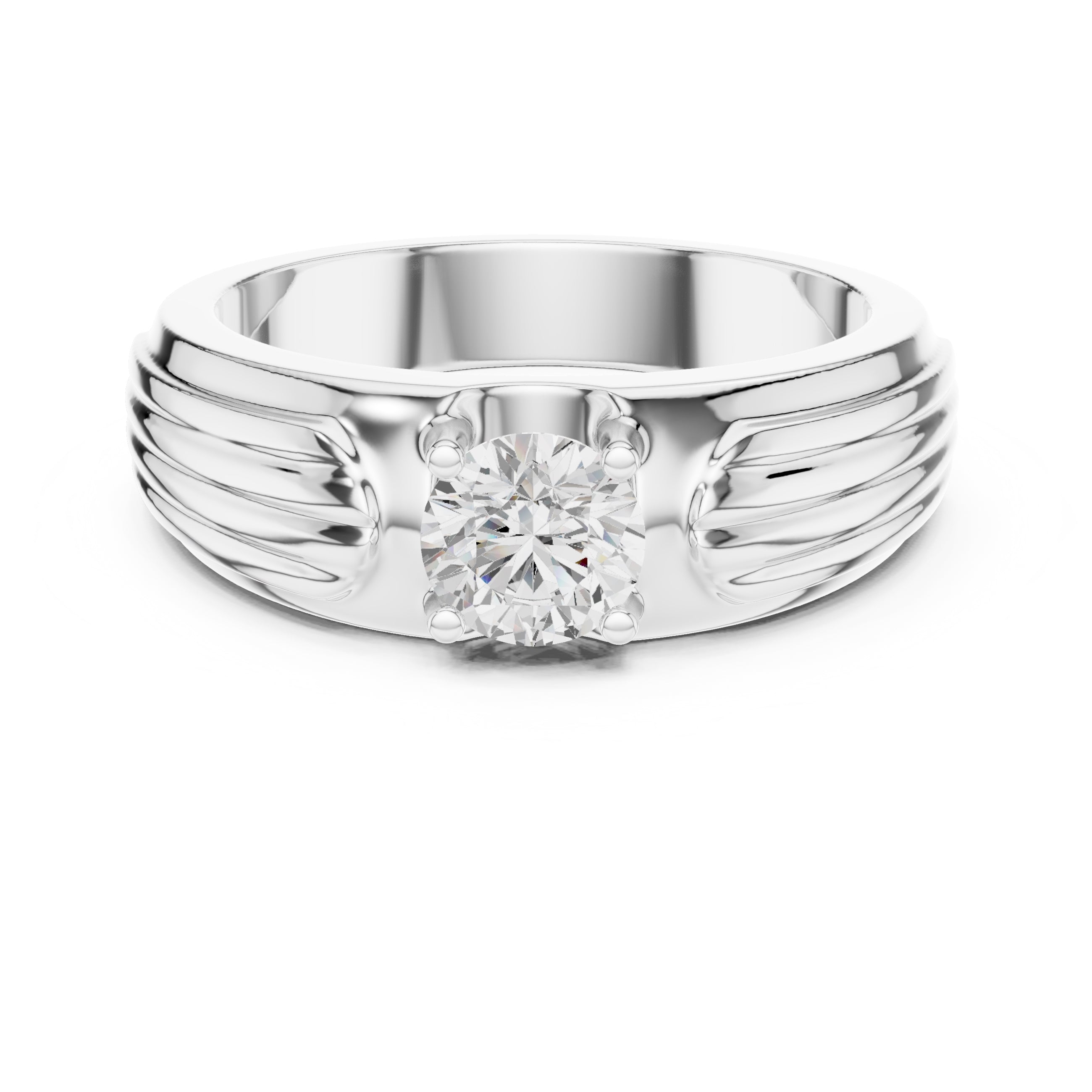 0.75 ct Pillar Ribbed Band 0.75ct White Gold