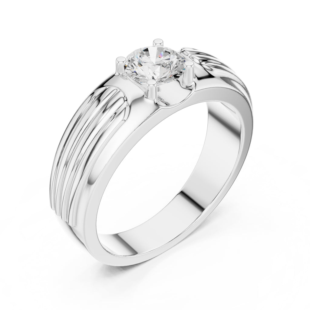 0.75 ct Pillar Ribbed Band 0.75ct White Gold