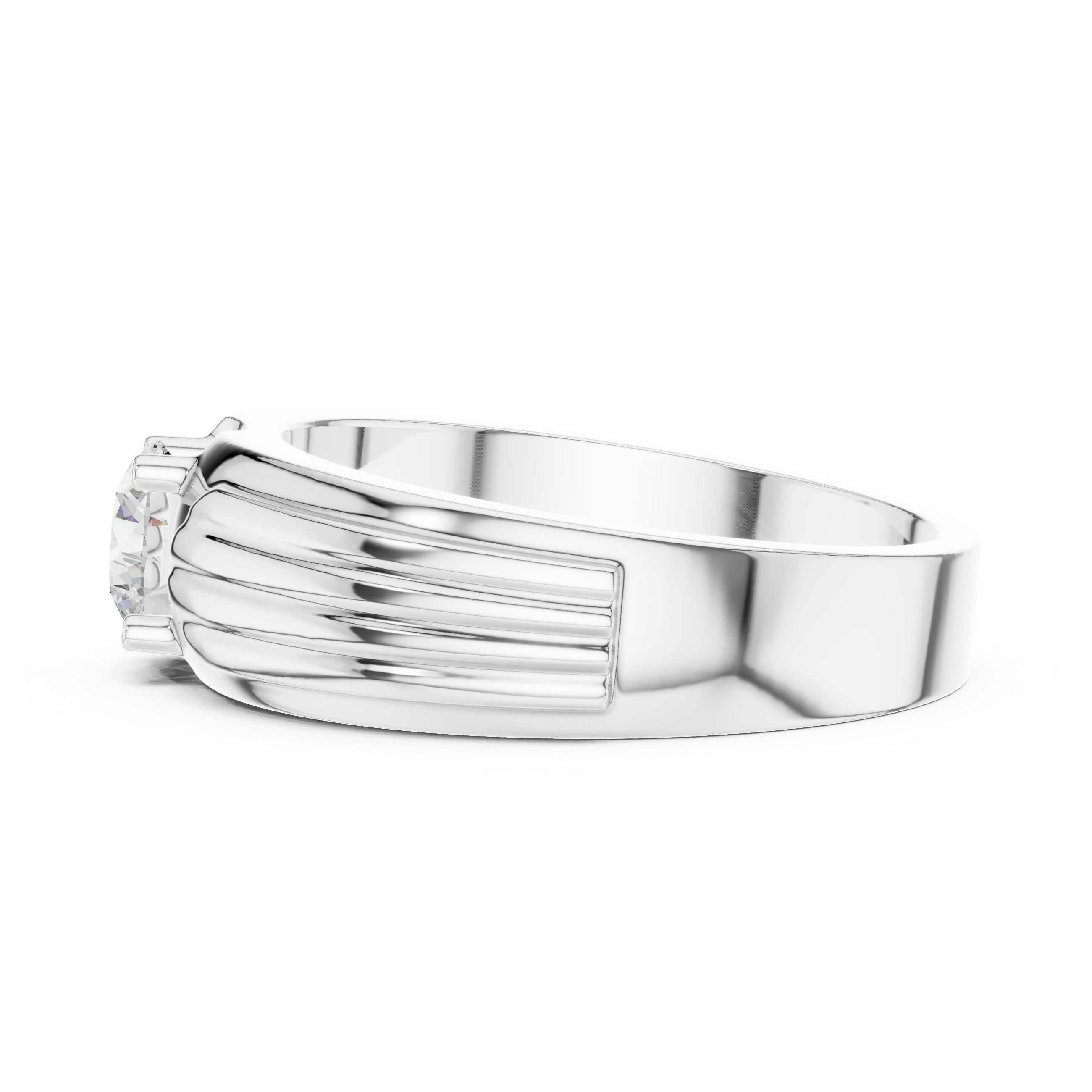 0.75 ct Pillar Ribbed Band 0.75ct White Gold