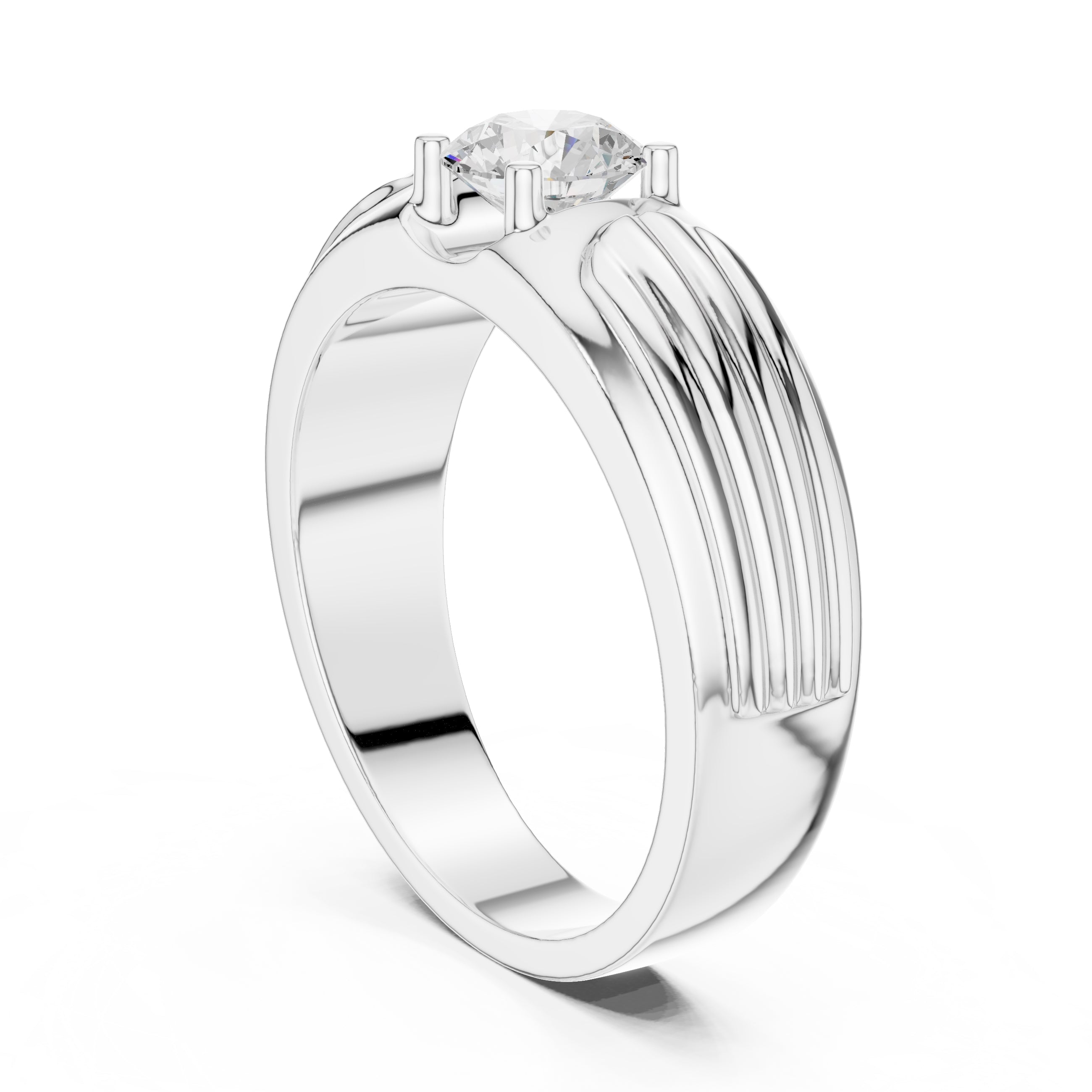 0.75 ct Pillar Ribbed Band 0.75ct White Gold