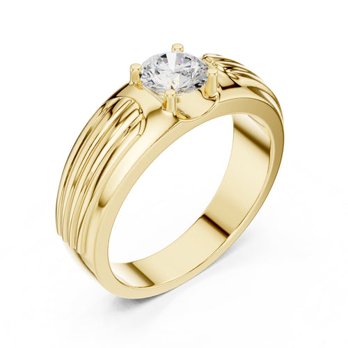 0.75 ct Pillar Ribbed Band 0.75ct Yellow Gold