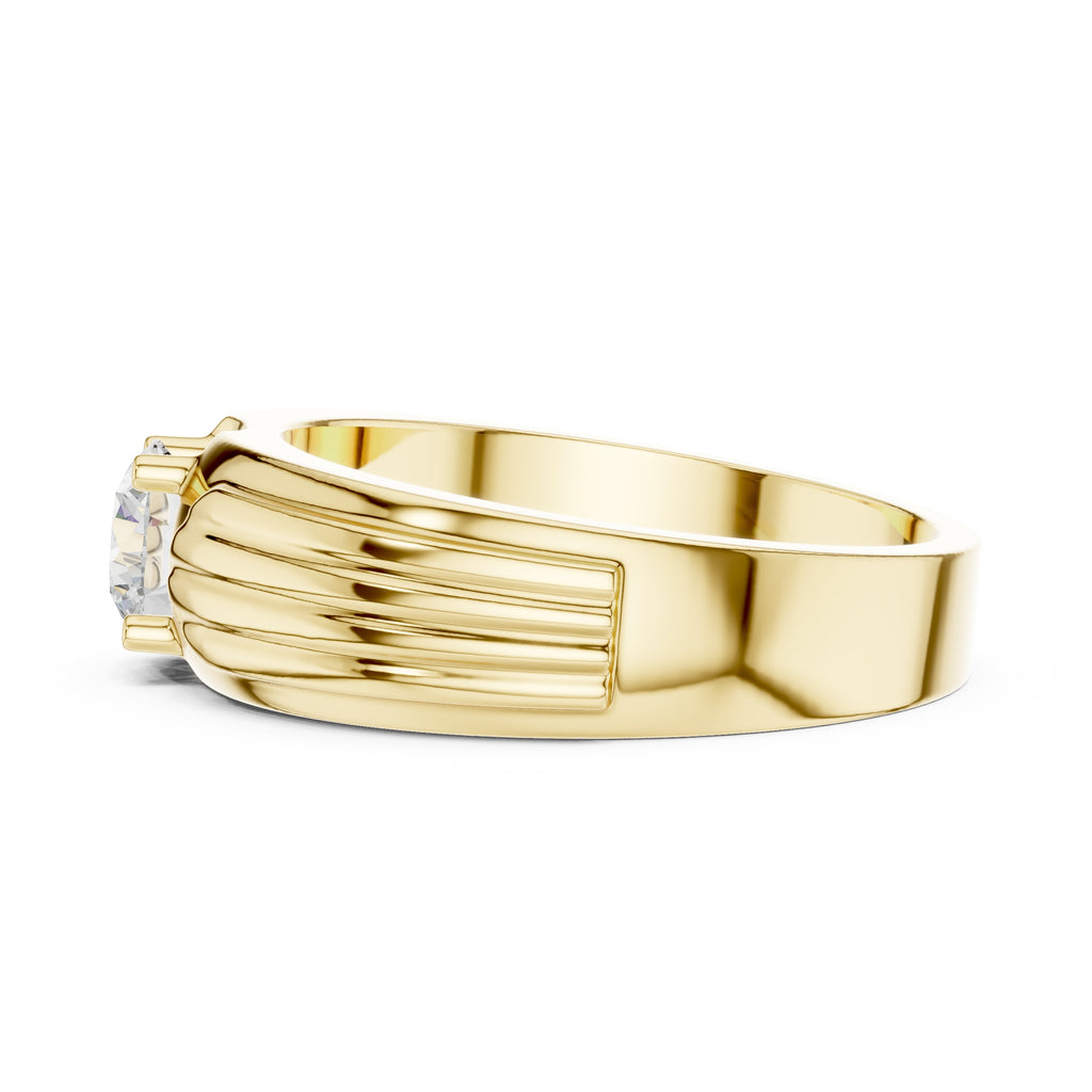 0.75 ct Pillar Ribbed Band 0.75ct Yellow Gold