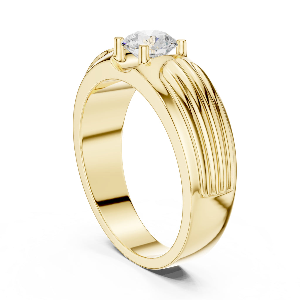 0.75 ct Pillar Ribbed Band 0.75ct Yellow Gold