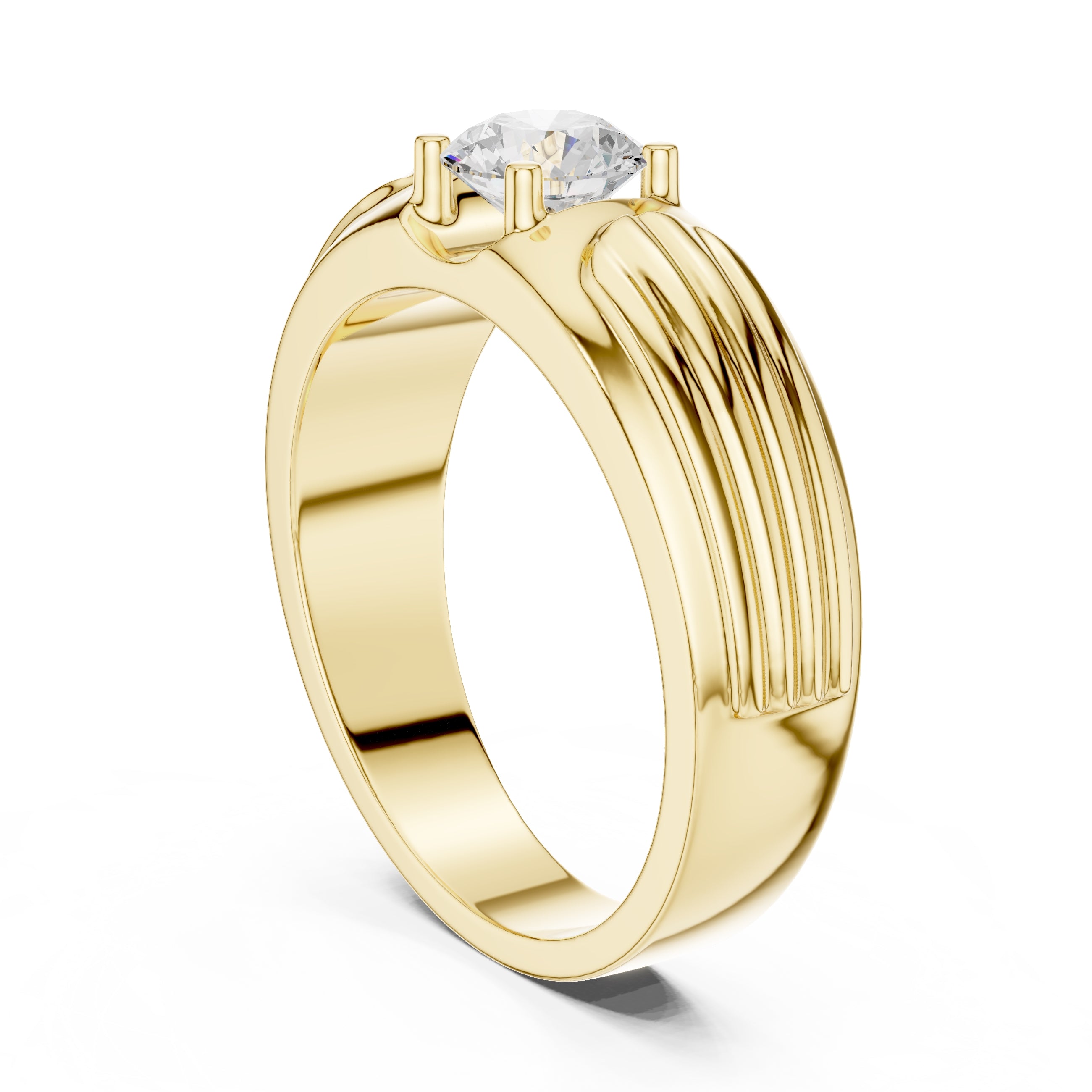 0.75 ct Pillar Ribbed Band 0.75ct Yellow Gold
