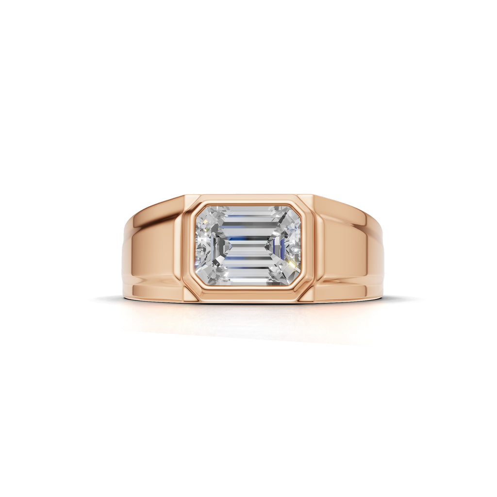 2 Carat Emerald Cut Diamond Signet Ring Rose Gold