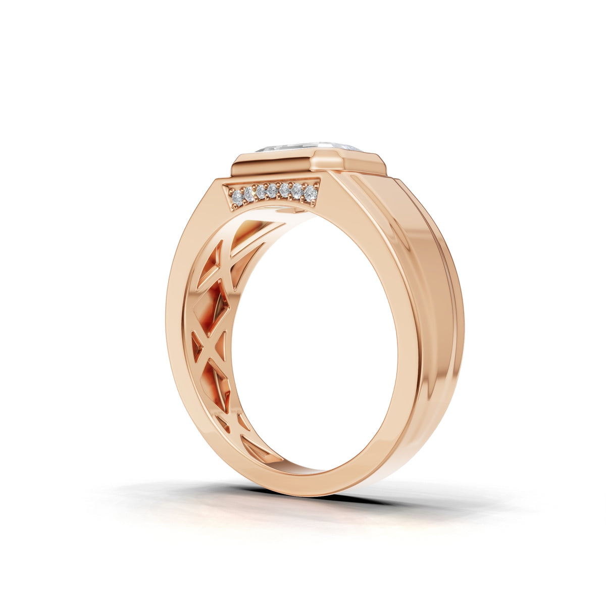 2 Carat Emerald Cut Diamond Signet Ring Rose Gold