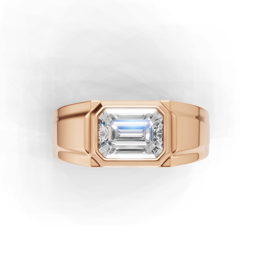 2 Carat Emerald Cut Diamond Signet Ring Rose Gold