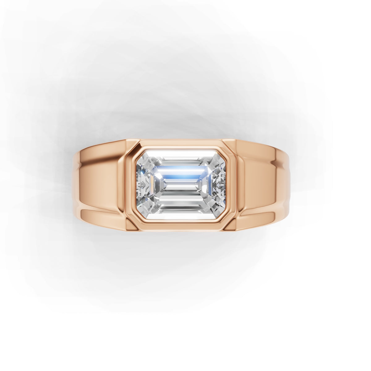 2 Carat Emerald Cut Diamond Signet Ring Rose Gold