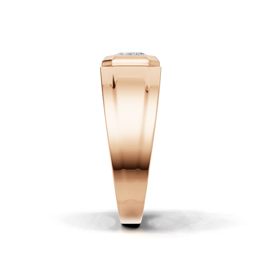 2 Carat Emerald Cut Diamond Signet Ring Rose Gold