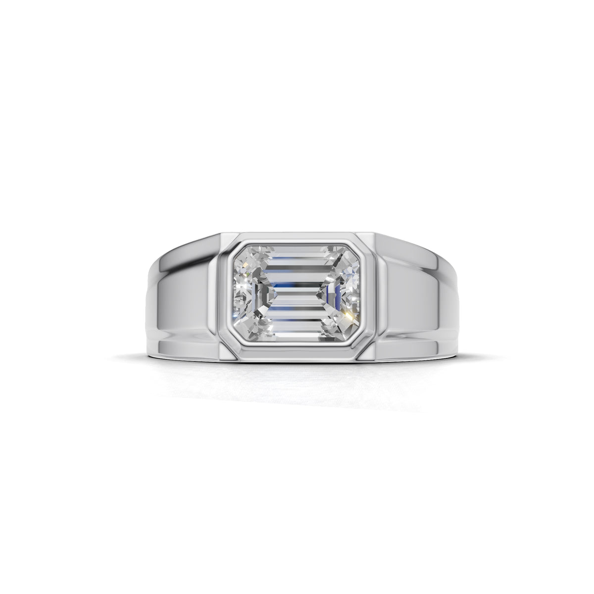 2 Carat Emerald Cut Diamond Signet Ring White Gold